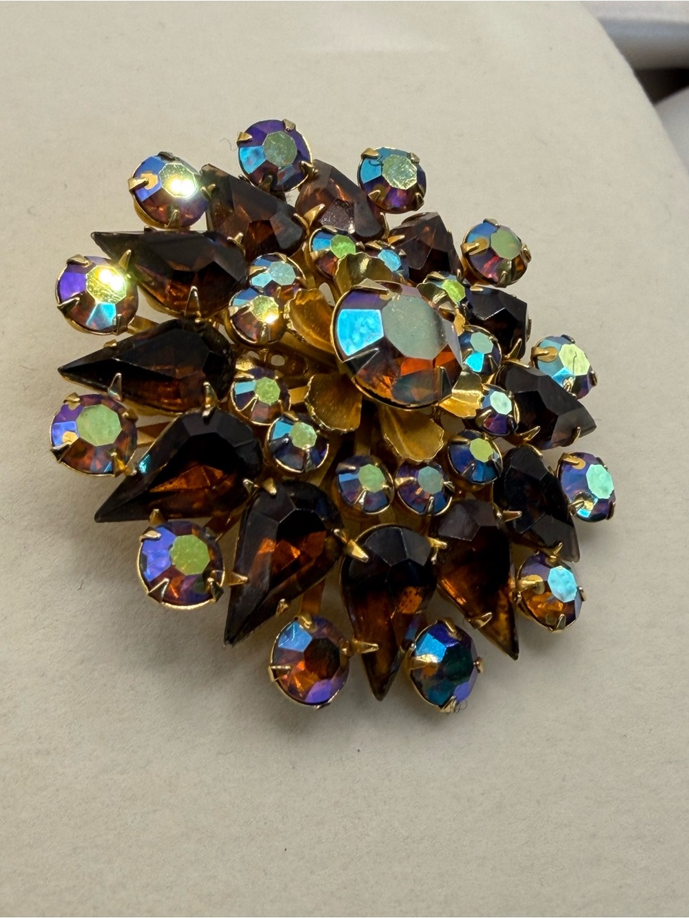 Stunning Mid-Century Modern Tiered Sunburst Brooch